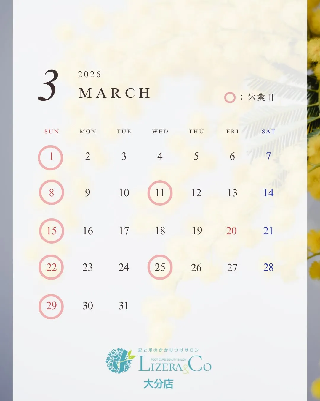 3月の営業日👣